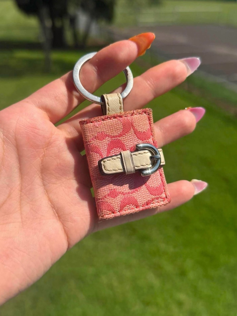 Coach pink photo frame keychain